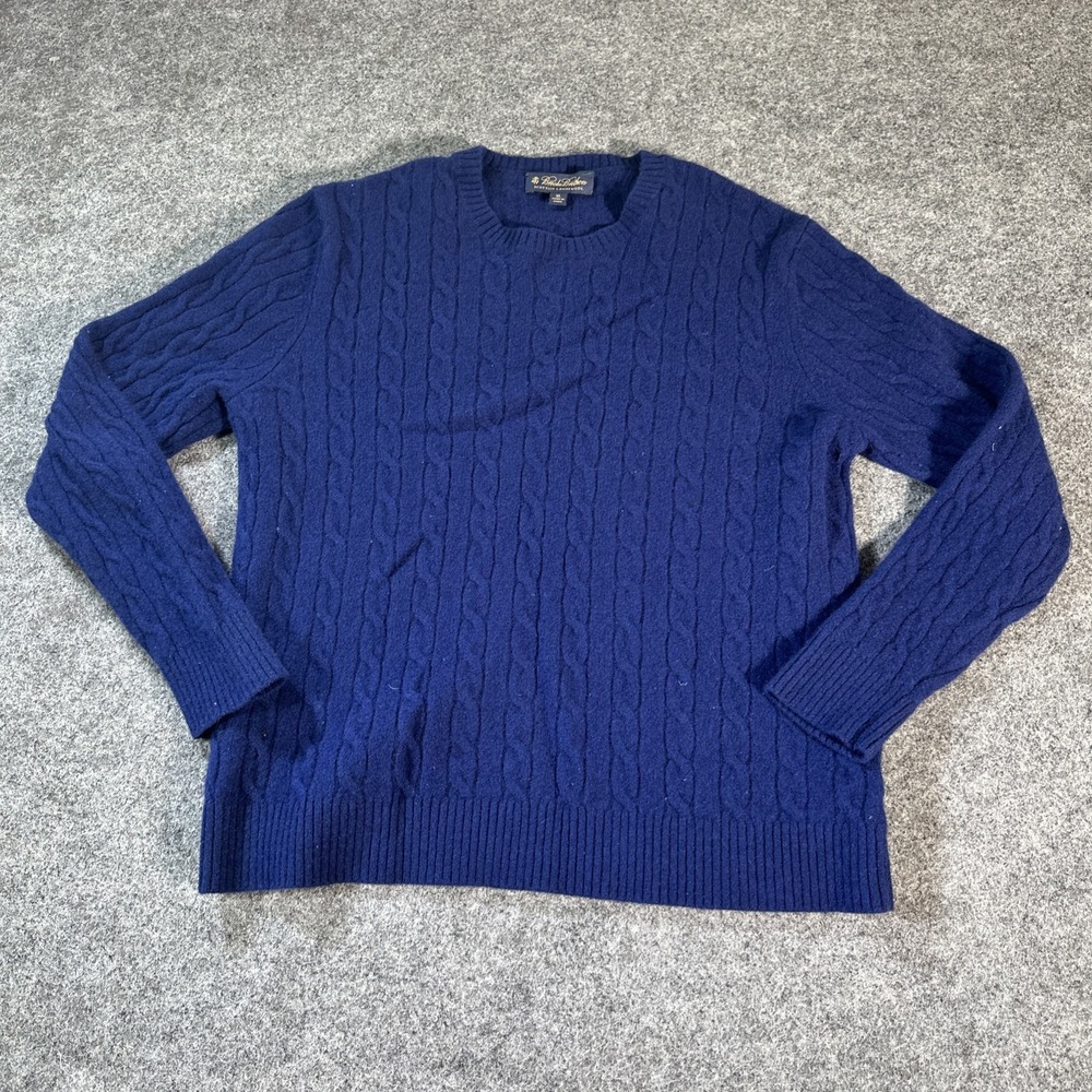 Brooks Brothers 100% Scottish Lambswool Cable Knit Sweater Mens XL Fits Large
